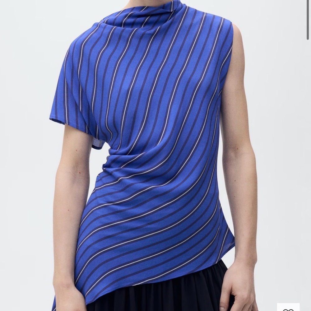NWT Mango Asymmetrical Stripe Blouse